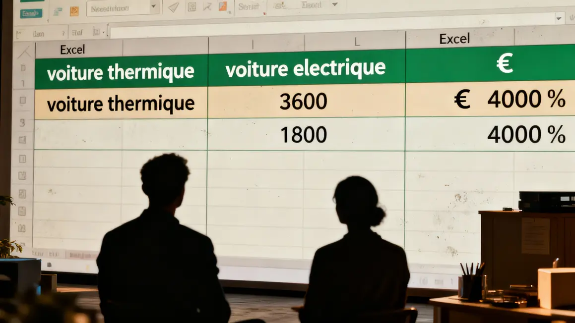 Tableau Excel calcul véhicule thermique électrique avantage