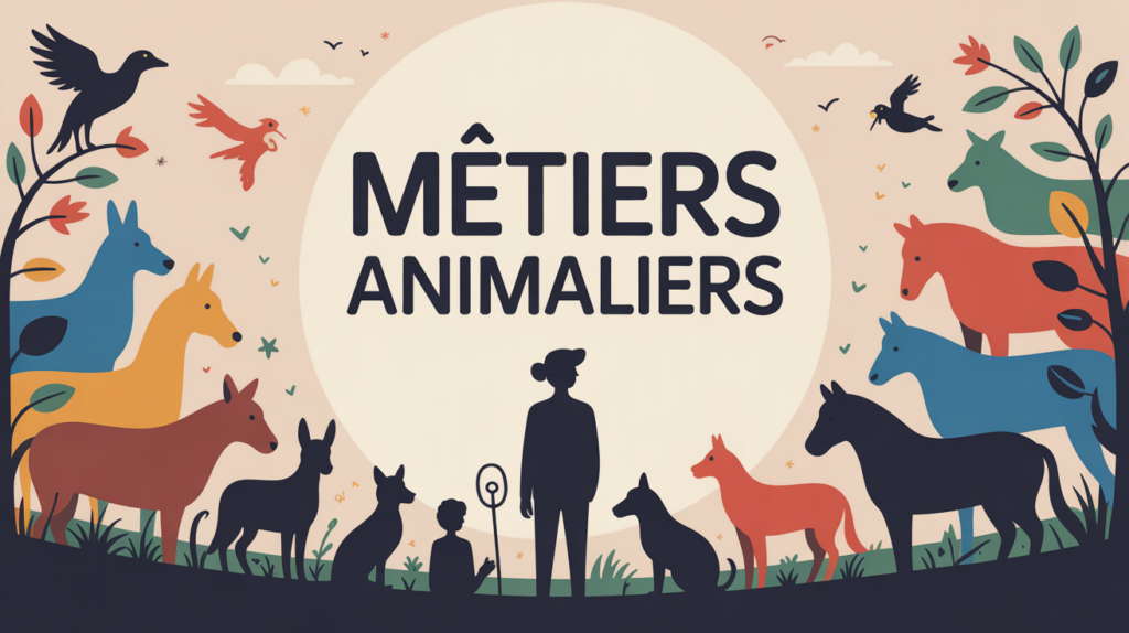 metier animalier silhouettes animaux paysage