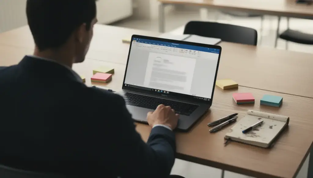 rapport d etonnement word ouvert sur ordinateur moderne