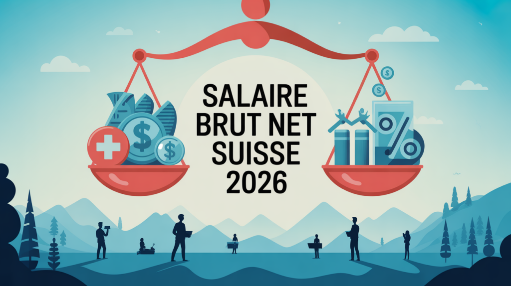 salaire brut net en suisse illustration paysage balance