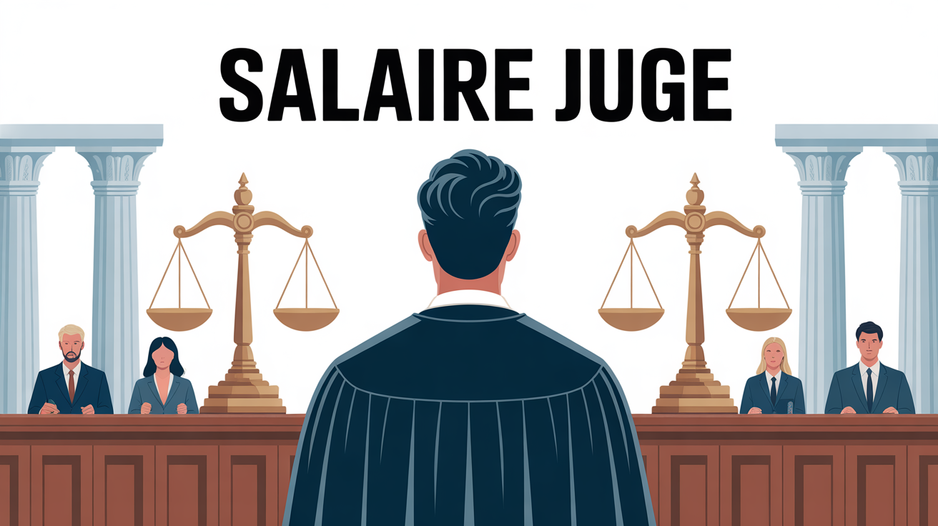 salaire juge illustration tribunal et balances