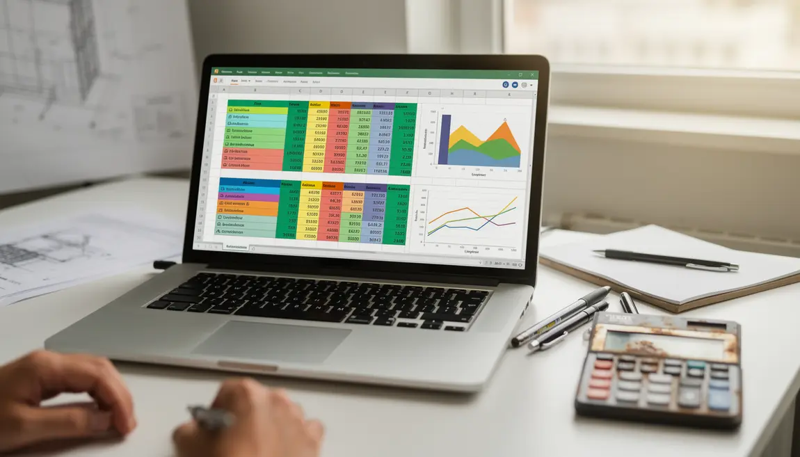 tableau excel revision de prix sur ordinateur portable btp