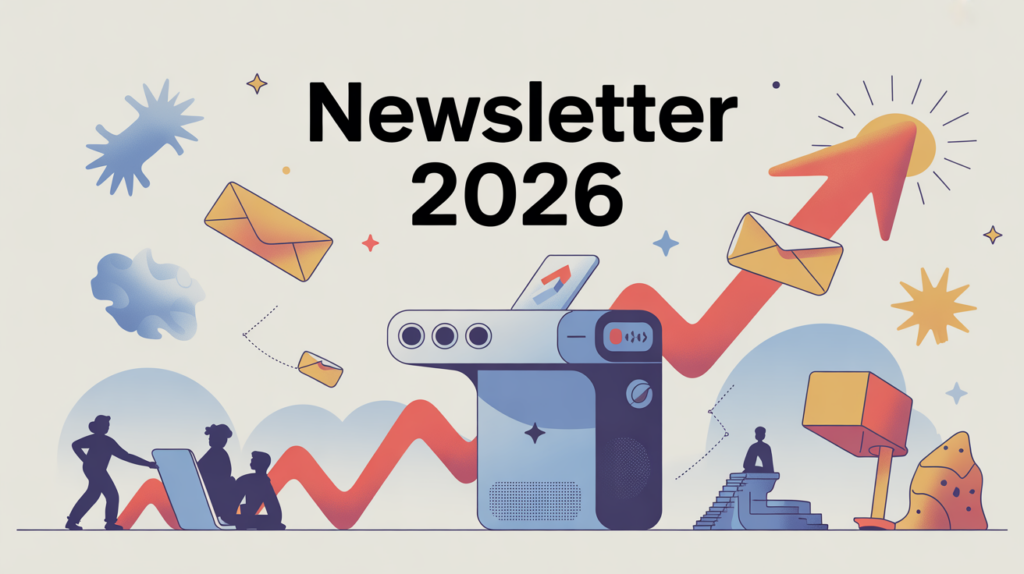 Illustration moderne d’une newsletter 2026