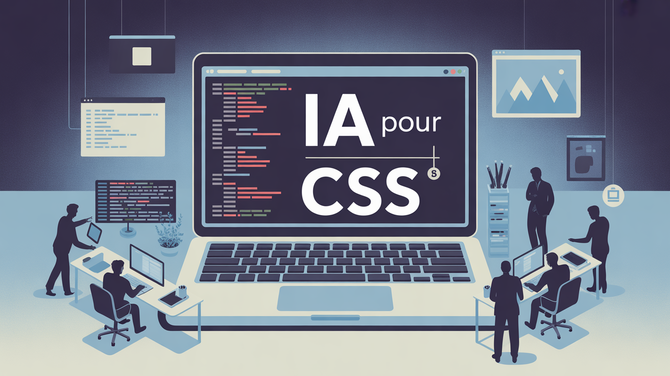 illustration moderne ordinateur ia pour css