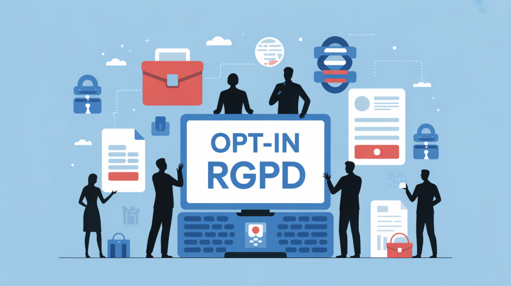 illustration opt in rgpd autour ordinateur