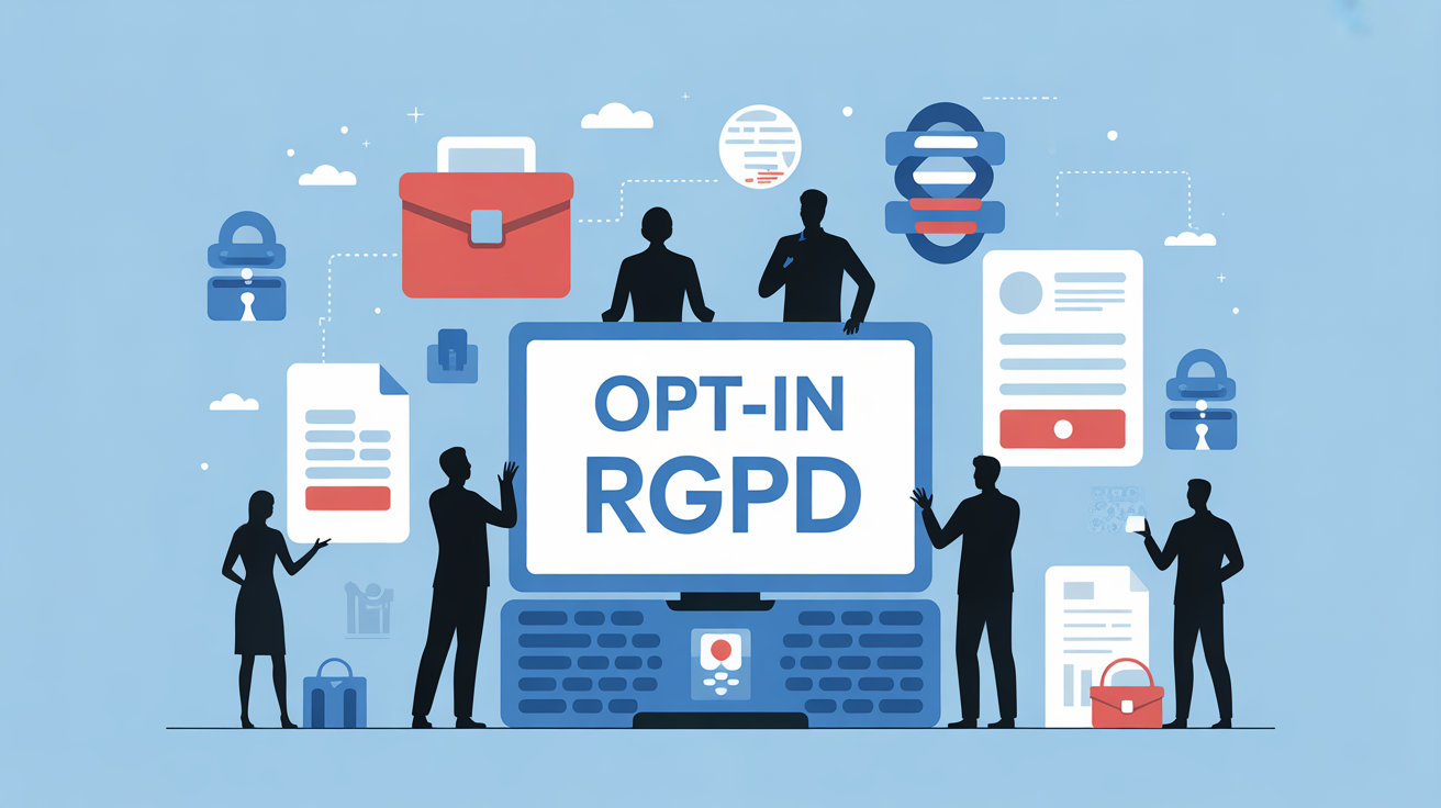 illustration opt in rgpd autour ordinateur