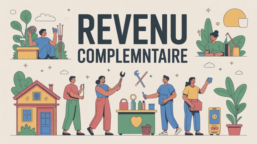 illustration adultes actifs revenus complémentaires objets argent