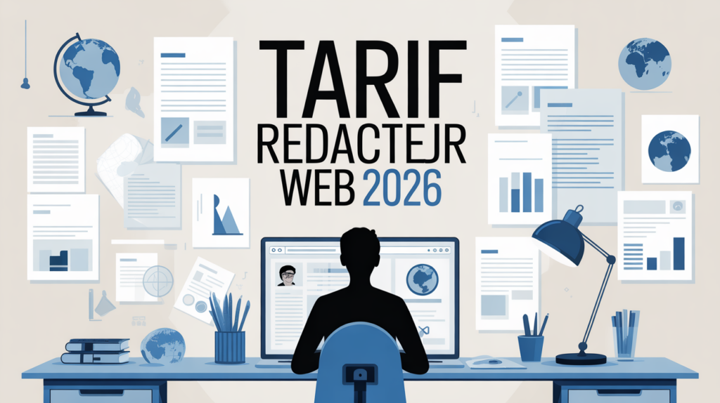 Silhouette ordinateur graphique tarif rédacteur web 2026