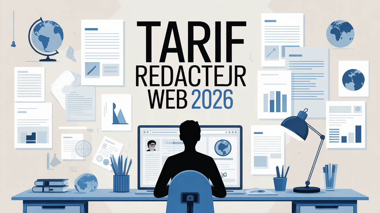 Silhouette ordinateur graphique tarif rédacteur web 2026