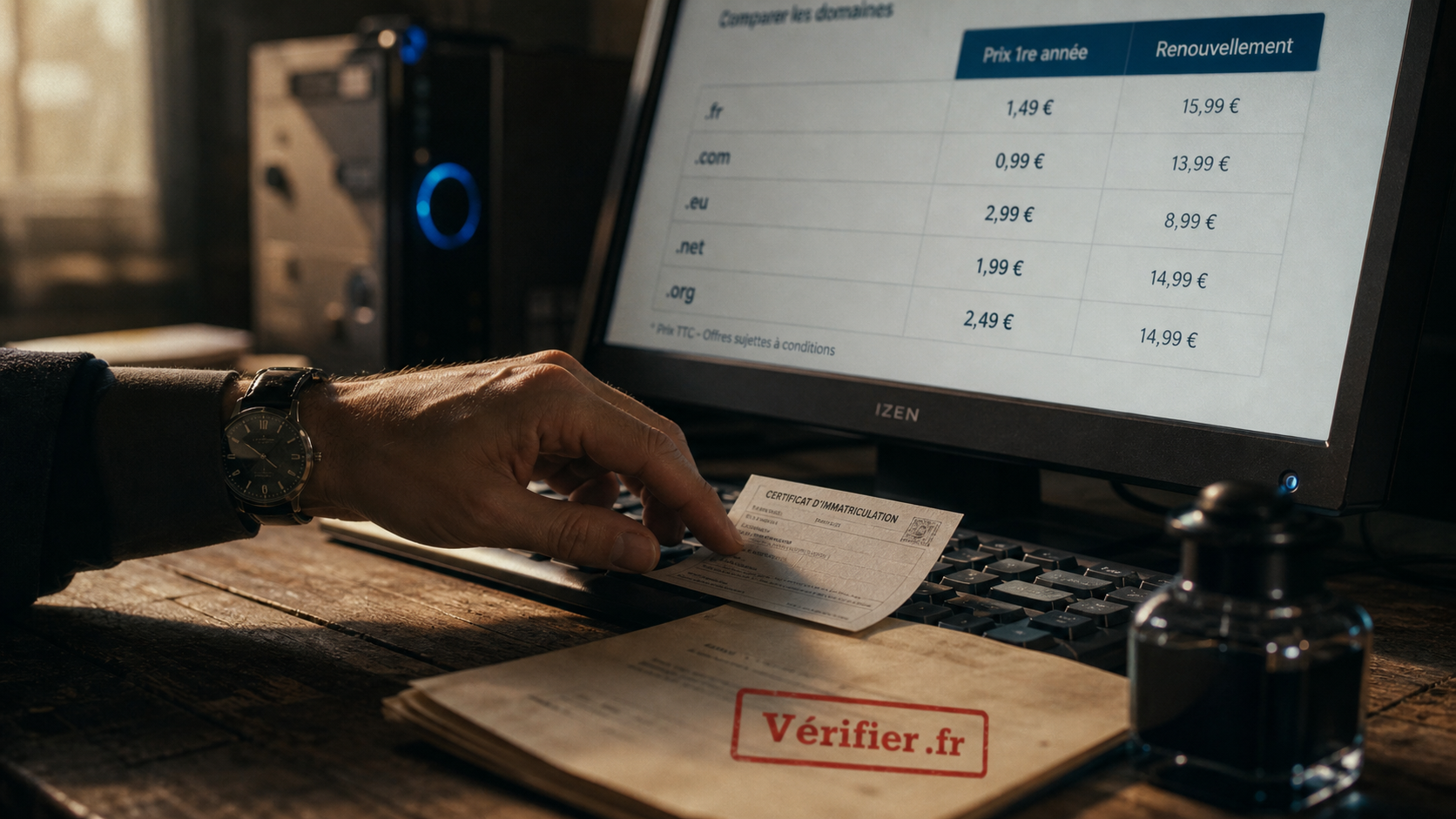 Nom de domaine les moins cher : prix juste et renouvellement