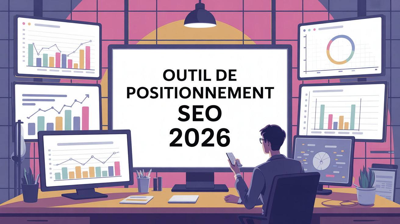 illustration outil positionnement seo ecrans graphiques