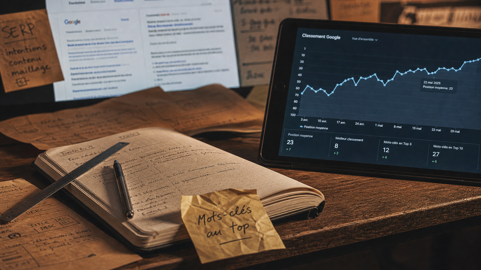 Tableau suivi classement google mot clé