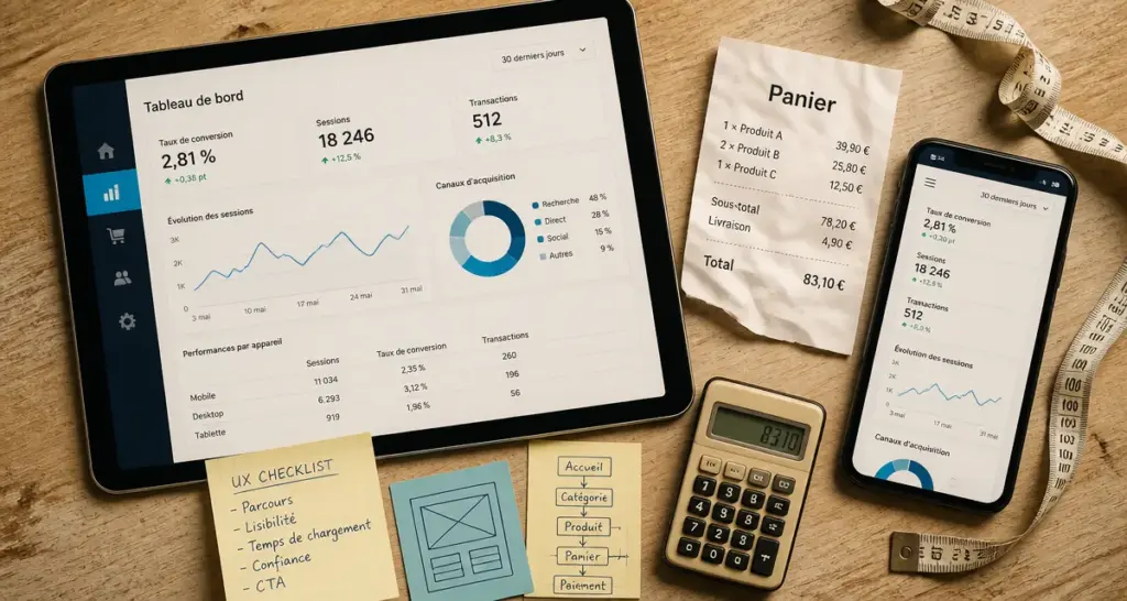 Taux de conversion e commerce à 2 % : tableau de bord e-commerce