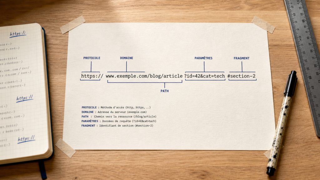URL acronyme : 3 composants clés (protocole, domaine, path)