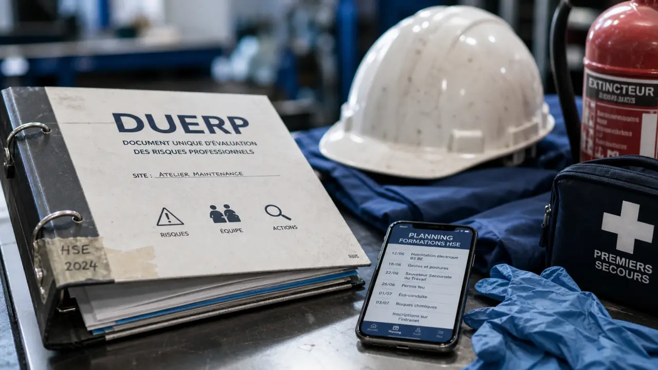 Formation sécurité au travail : DUERP HSE, plan de formation et équipements