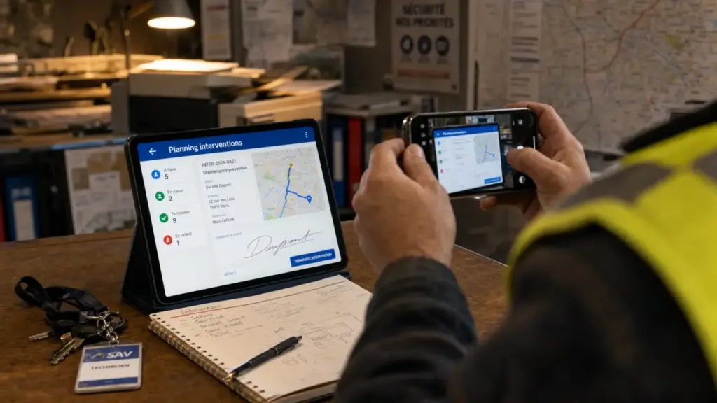 Logiciel gestion intervention : planning mobile et facturation sur tablette