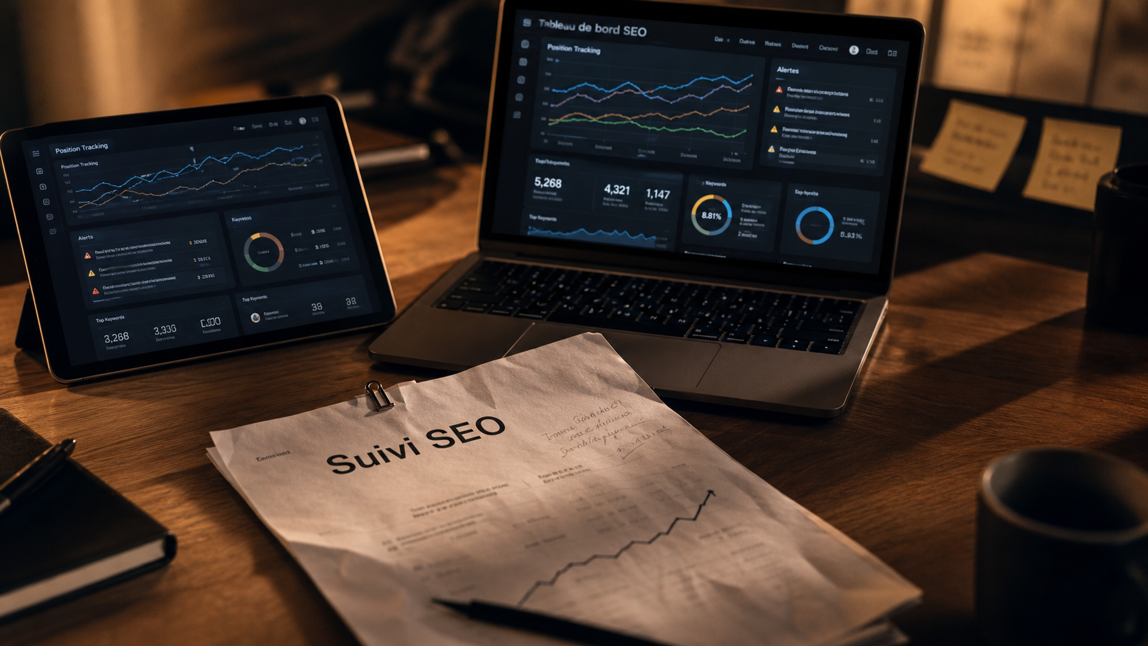 Logiciel suivi seo : positions Google et alertes sur tableau de bord