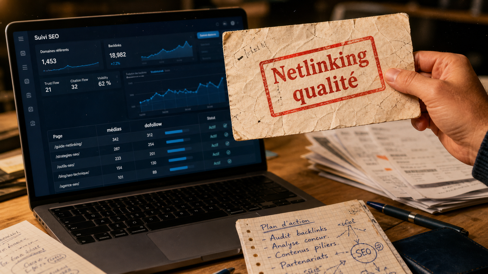 Plateforme netlinking : qualité dofollow sur tableau SEO