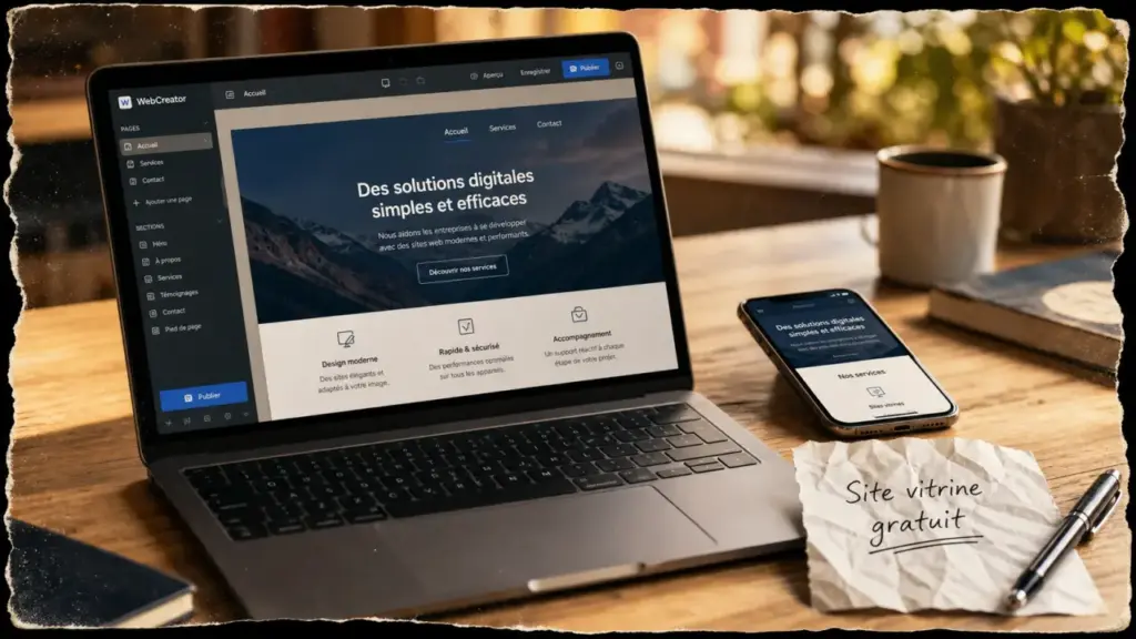 Site vitrine gratuit : coût domaine 10 à 20 €