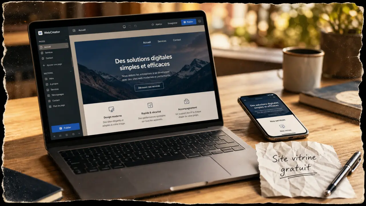 Site vitrine gratuit : coût domaine 10 à 20 €