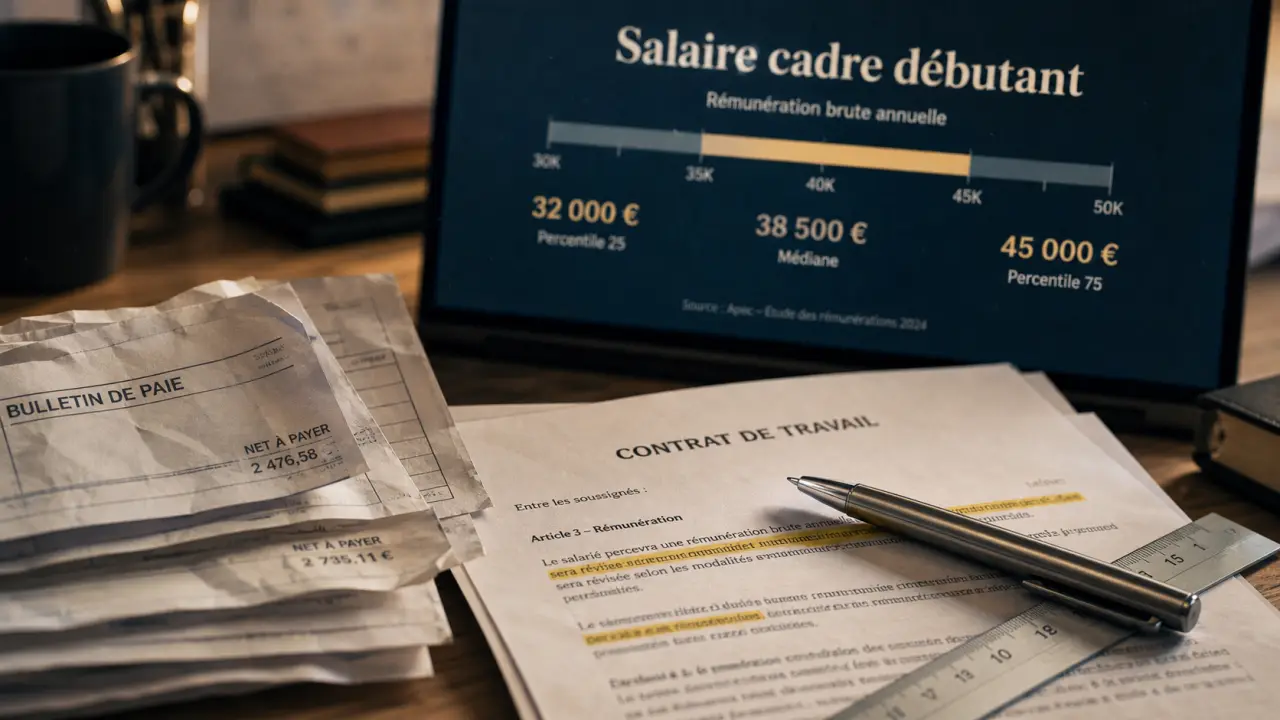cadre debutant salaire : fourchette 35 714 € à 45 000 €