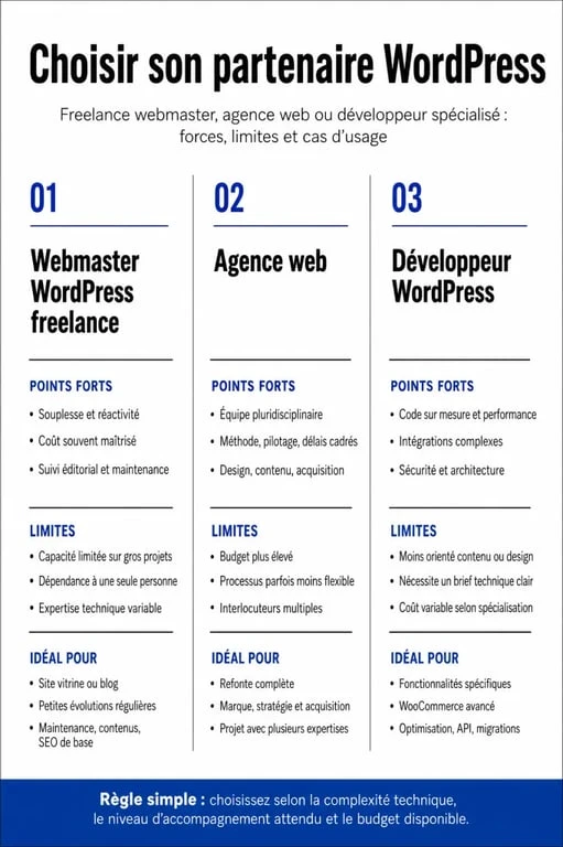 Webmaster wordpress paris : comparaison entre freelance, agence web et développeur WordPress
