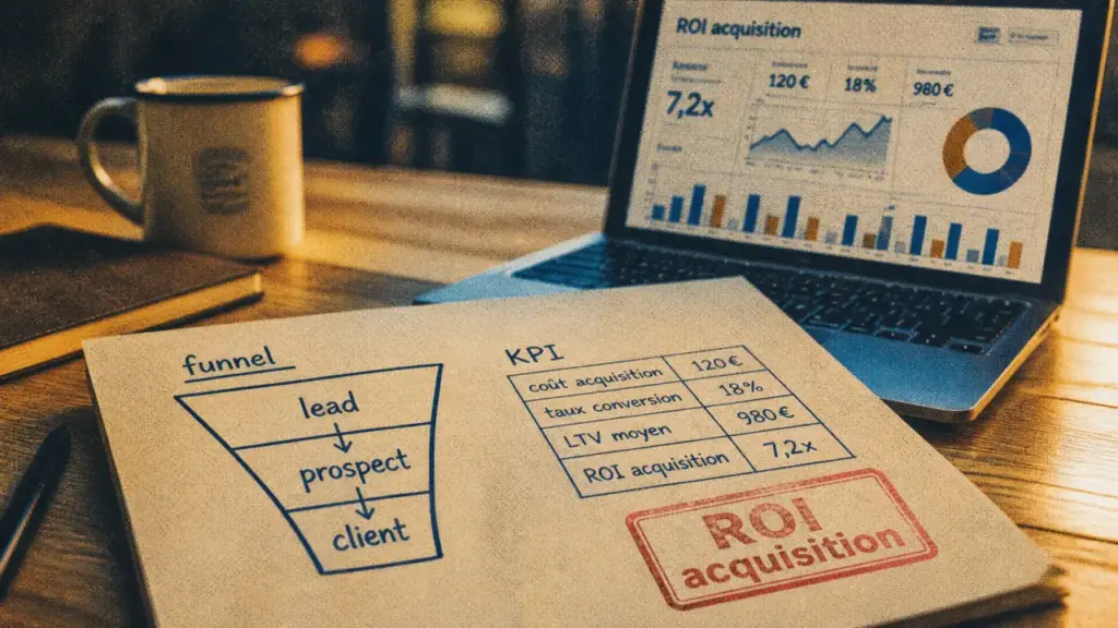 Lead acquisition marketing : funnel lead et ROI acquisition sur bureau