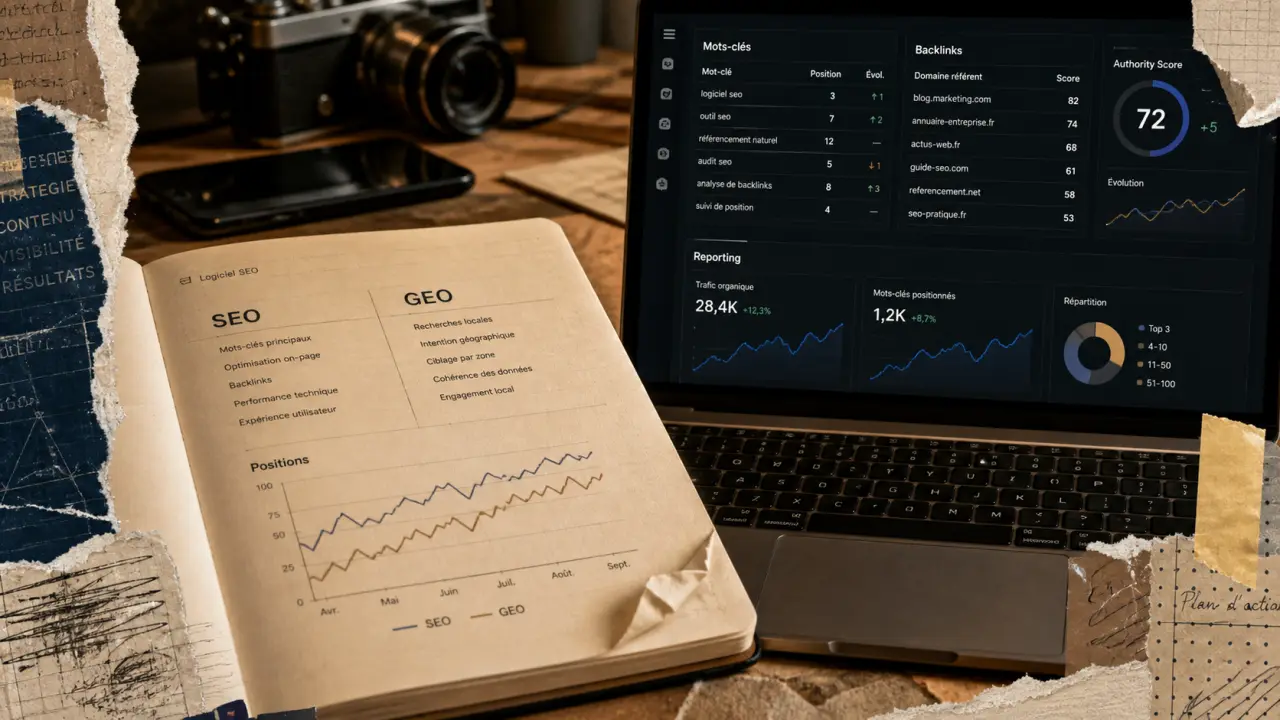 Logiciel referenceur SEO : 99€/an, essai 7 jours, tableau de mots-clés et positions