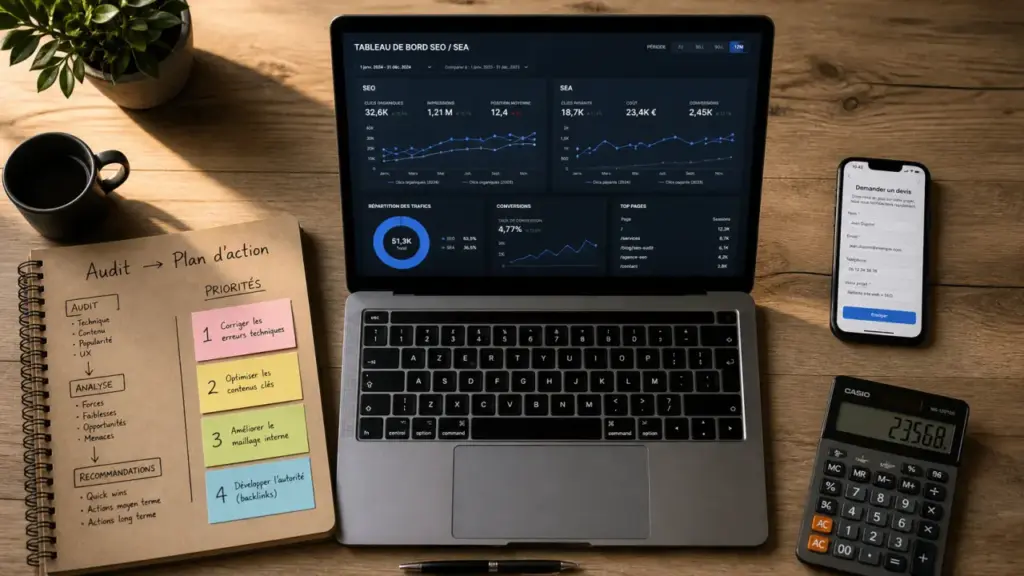 Webmarketing freelance SEO SEA CRO acquisition : audit et plan d’action