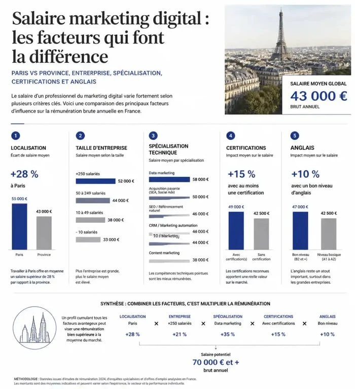 Graphique des facteurs du salaire marketing digital