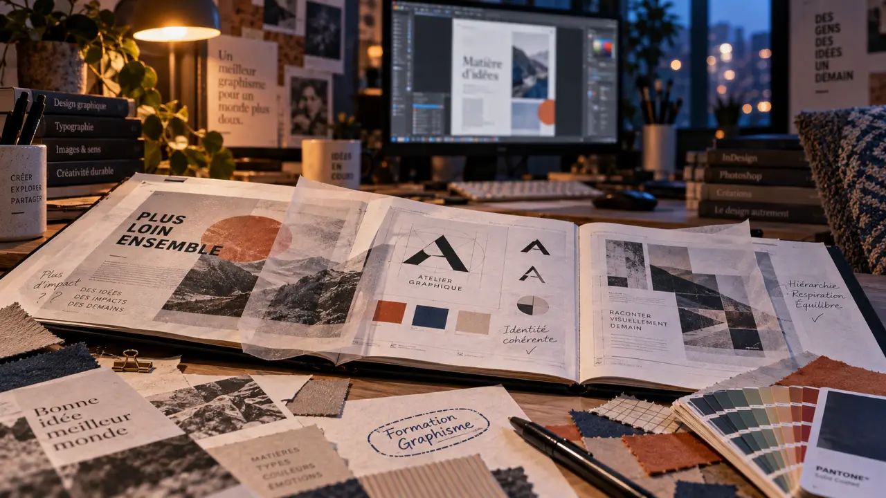 Formations graphisme : portfolio crédible en atelier graphique
