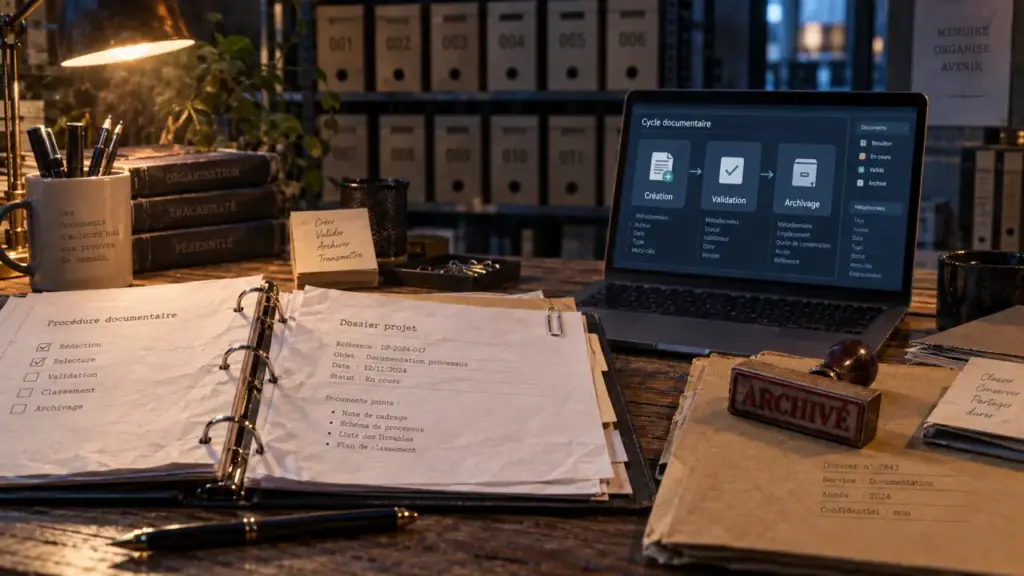 Gestion document entreprise : création validation archivage sur bureau