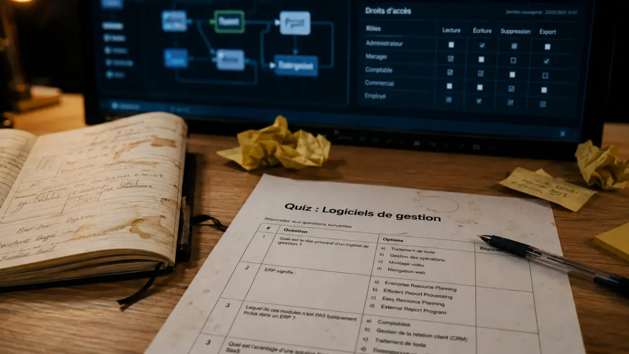 Logiciels de gestion : tableau comptabilité, CRM, stock et ERP