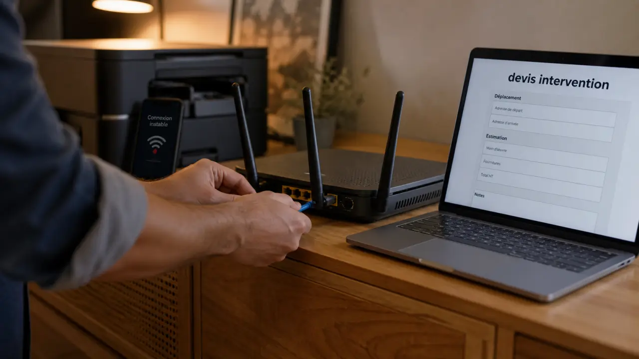 Technicien informatique à domicile : devis et câble Ethernet en intervention